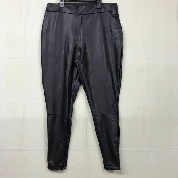 a new day Pants - NWT A New Day Women's XXL Black Ankle Zip Faux Leather Pants Pull On Tapered Leg
